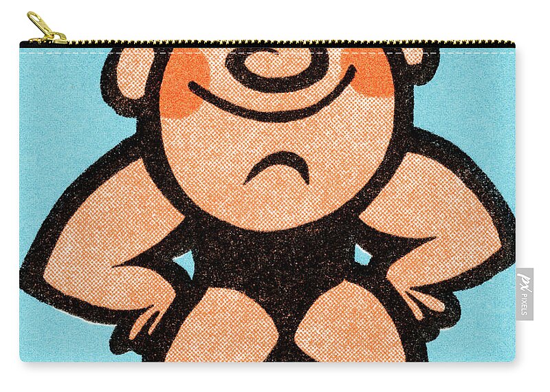 Action Zip Pouch featuring the drawing Wrestler #4 by CSA Images