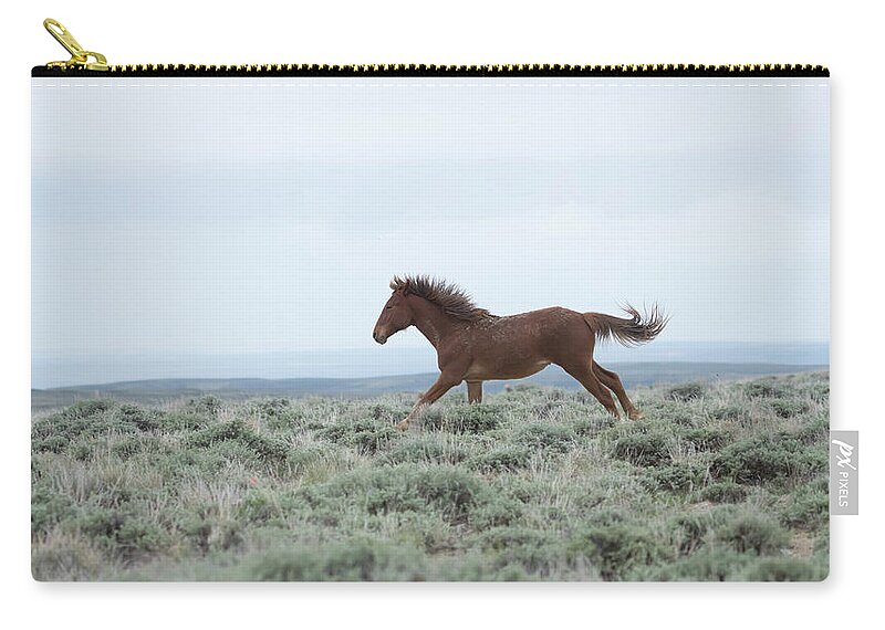 Wyoming Zip Pouch featuring the photograph Wyoming Wild Horses #6 by Patrick Nowotny