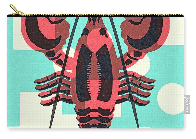 Antenna Zip Pouch featuring the drawing Lobster #41 by CSA Images