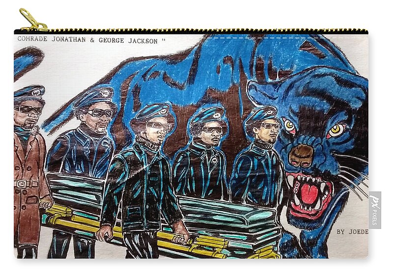 Black Art Zip Pouch featuring the drawing 41st and Central by Joedee
