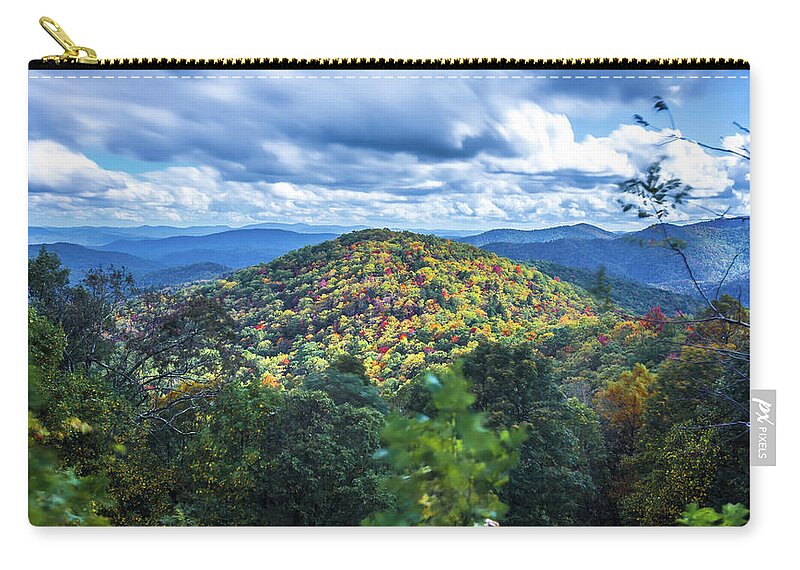 Blue Zip Pouch featuring the photograph Blue Ridge And Smoky Mountains Changing Color In Fall #46 by Alex Grichenko