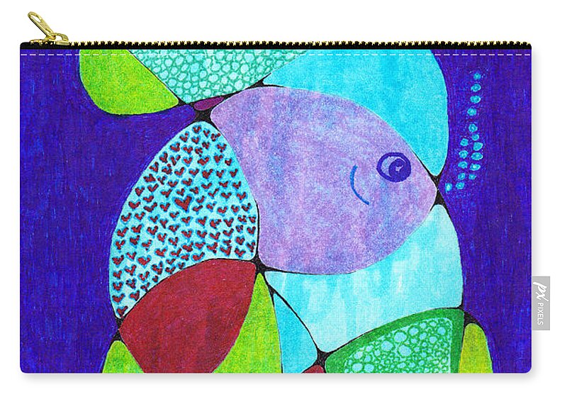 Lew Hagood Zip Pouch featuring the mixed media 46.ab.18 by Lew Hagood