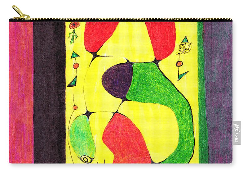 Lew Hagood Zip Pouch featuring the mixed media 46.ab.19 by Lew Hagood