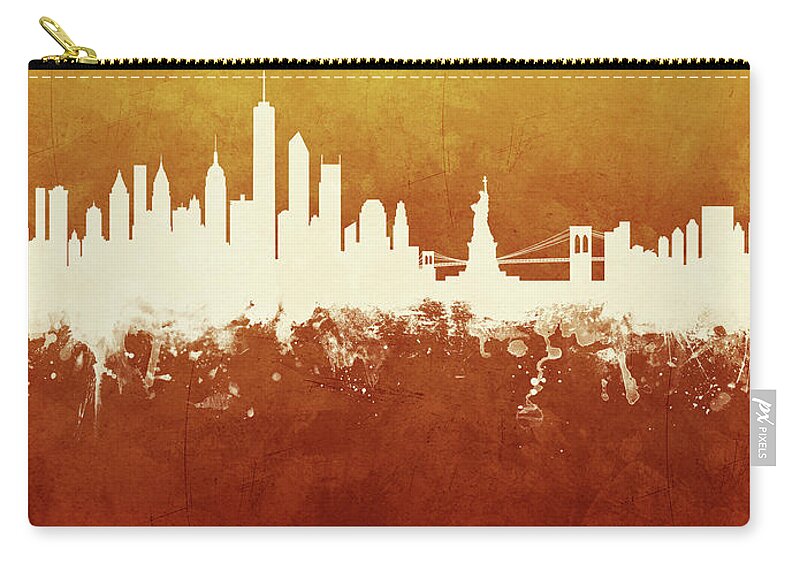 New York Zip Pouch featuring the digital art New York Skyline #48 by Michael Tompsett