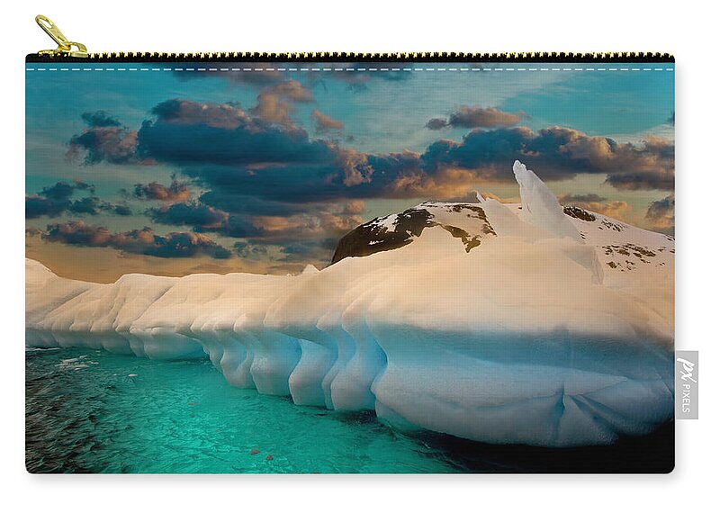 Scenics Zip Pouch featuring the photograph Antarctica #5 by Michael Leggero