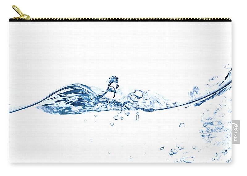 Sparse Zip Pouch featuring the photograph Clear Blue Water Splashing, Ripples And #5 by Pixedeli