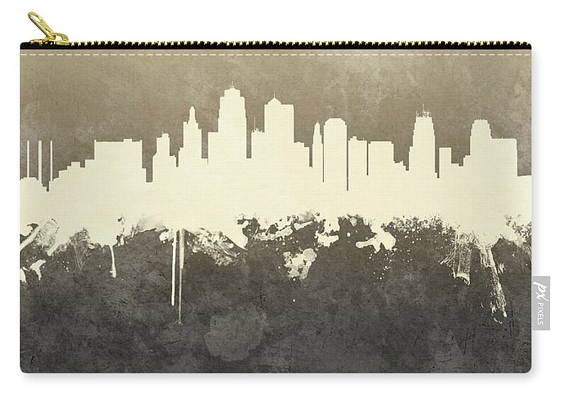 Kansas City Zip Pouch featuring the digital art Kansas City Missouri Skyline by Michael Tompsett