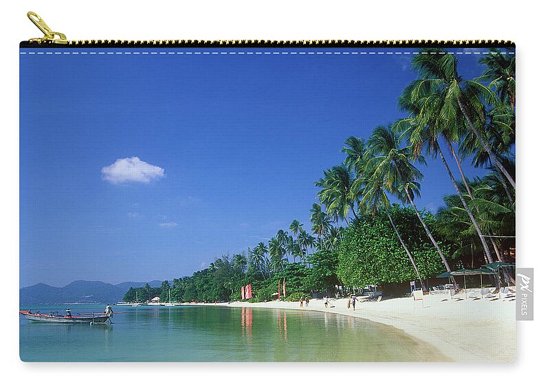 Water's Edge Zip Pouch featuring the photograph Palm Trees At Sandy Chaweng Beach #5 by Otto Stadler