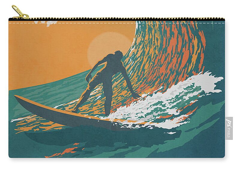 Surfer Carry-all Pouch featuring the digital art Ocean Life by Sassan Filsoof