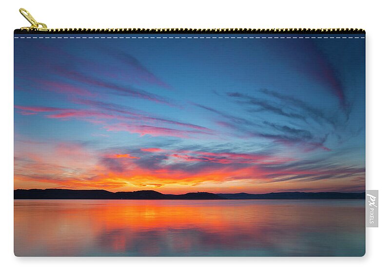 Scenics Zip Pouch featuring the photograph Sunset Over Water #5 by Focusstock