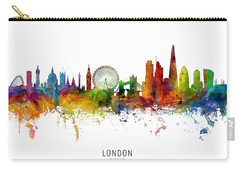 London Zip Pouch featuring the digital art London England Skyline #50 by Michael Tompsett