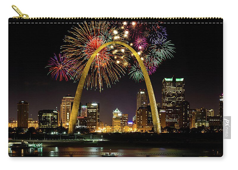 St. Louis Arch Zip Pouch featuring the photograph 50 Years of the Arch by Randall Allen