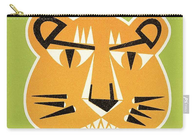 Africa Zip Pouch featuring the drawing Tiger #52 by CSA Images