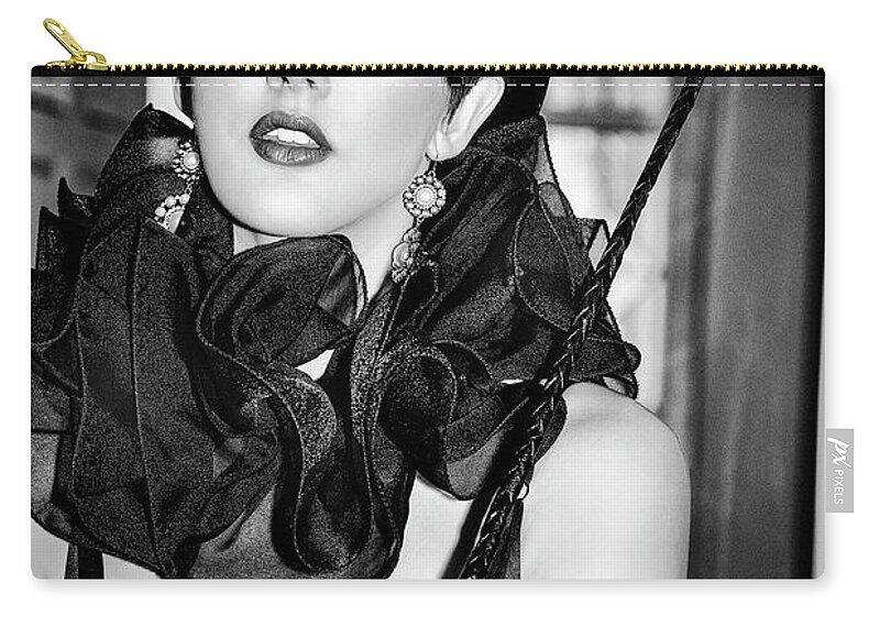 Attitude Zip Pouch featuring the photograph 5251 Foxy Lady Natasha Z by Amyn Nasser