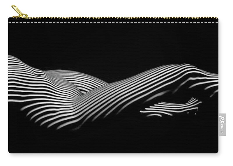 Stripes Zip Pouch featuring the digital art 5298 Zebra Woman H by Chris Maher