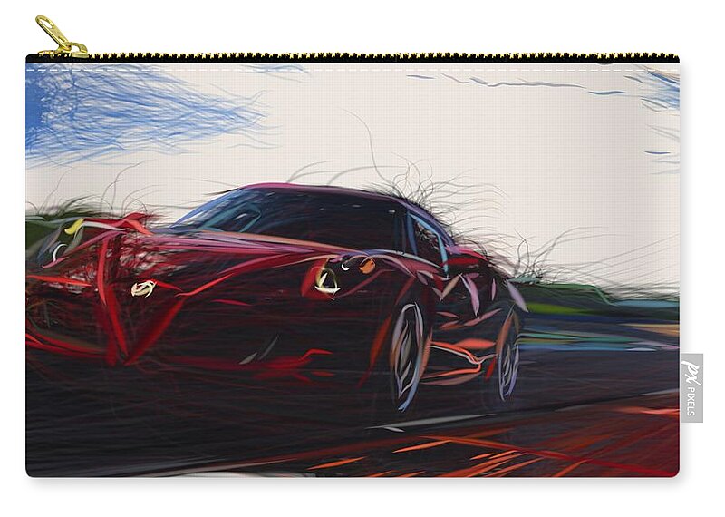 Alfa Zip Pouch featuring the digital art Alfa Romeo 4C Drawing #7 by CarsToon Concept
