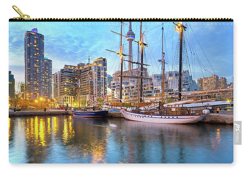 Estock Zip Pouch featuring the digital art Canada, Toronto, Marina Quay West #6 by Pietro Canali