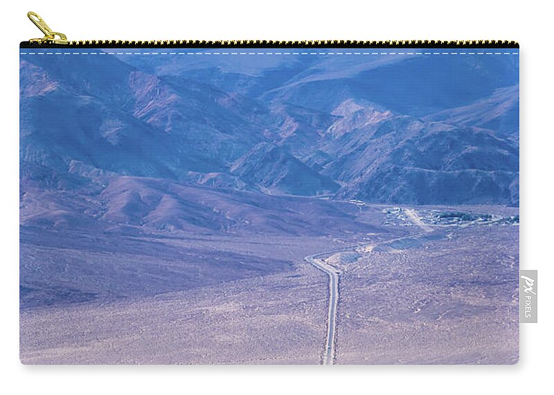 Road Zip Pouch featuring the photograph Lonely Empty Road To Deth Valley National Park #6 by Alex Grichenko