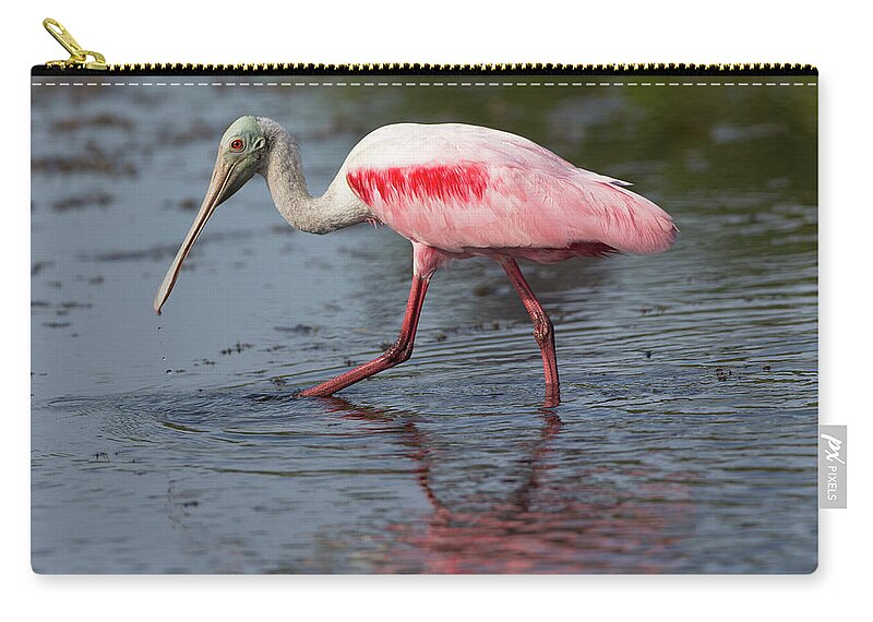 Roseate Spoonbill Zip Pouch featuring the photograph Roseate Spoonbill #6 by Glenn Lahde
