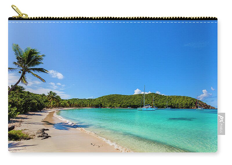 Water's Edge Zip Pouch featuring the photograph Salt Whistle Bay, Mayreau #6 by Flavio Vallenari