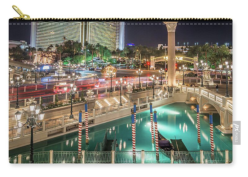 Las Vegas Zip Pouch featuring the photograph View of The Venetian Hotel Resort and Casino #6 by Alex Grichenko