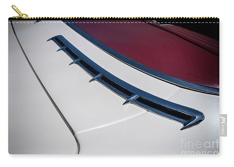 61 Chevy Detailemblem Zip Pouch featuring the photograph 61 Chevy Detail by Arttography LLC