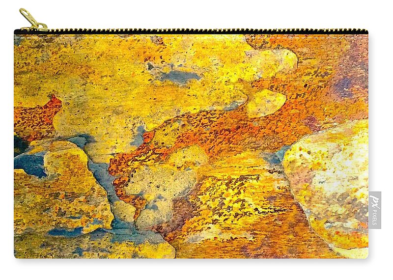 Abstract Photograph Zip Pouch featuring the mixed media 61 Stone8 faa by Michael Bobay