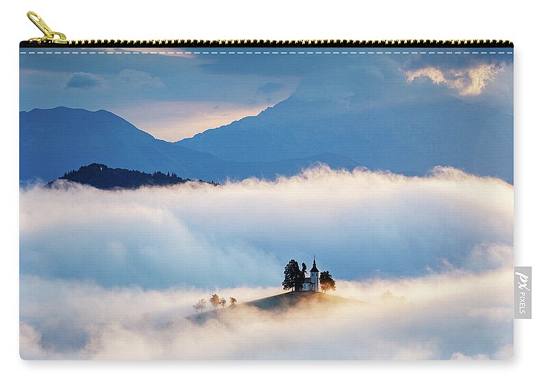 Sveti Zip Pouch featuring the photograph Church of Saint Thomas at sunrise #7 by Ian Middleton