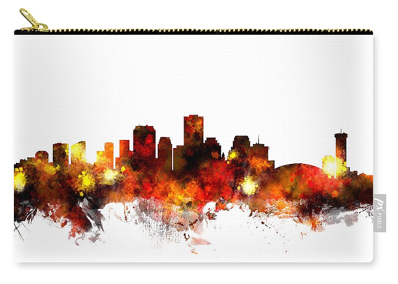 New Orleans Zip Pouch featuring the digital art New Orleans Louisiana Skyline by Michael Tompsett