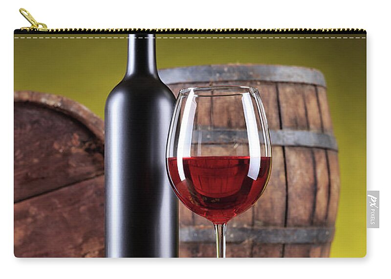 Cheese Zip Pouch featuring the photograph Red Wine Composition #7 by Valentinrussanov