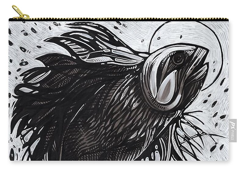 Fish Zip Pouch featuring the drawing Wild #10 by Enrique Zaldivar
