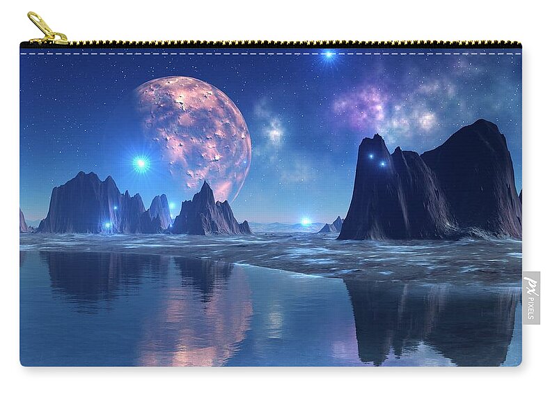 Concepts & Topics Zip Pouch featuring the digital art Alien Planet, Artwork #8 by Mehau Kulyk