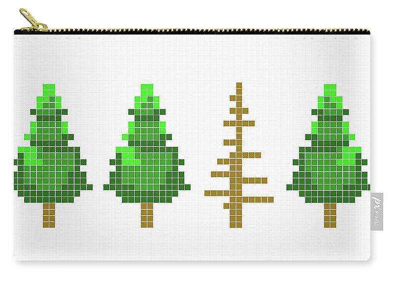 Environmental Conservation Zip Pouch featuring the digital art 8-bit Style Trees With One Dead Tree by Malte Mueller