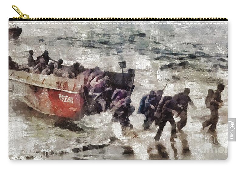 World Zip Pouch featuring the painting D Day Landings, WWII #8 by Esoterica Art Agency