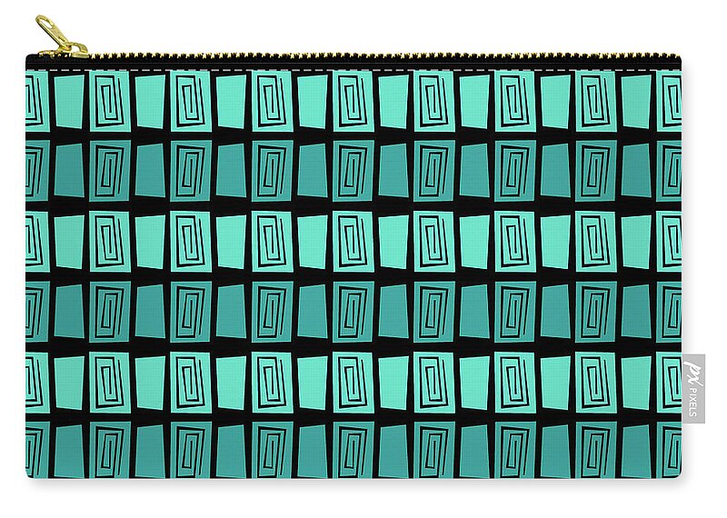 Green Zip Pouch featuring the digital art Mid Century Modern Maze #8 by Donna Mibus