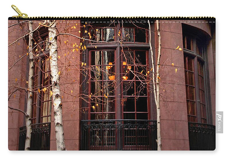 Building Zip Pouch featuring the photograph Brownstone and Birch by Jessica Jenney