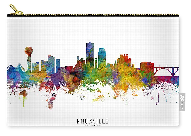 Knoxville Zip Pouch featuring the digital art Knoxville Tennessee Skyline #9 by Michael Tompsett