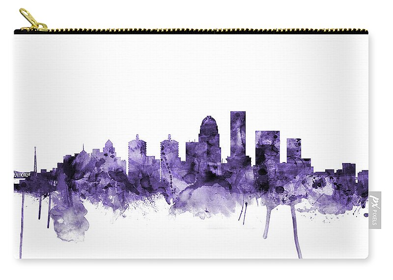 Louisville Zip Pouch featuring the digital art Louisville Kentucky City Skyline #9 by Michael Tompsett