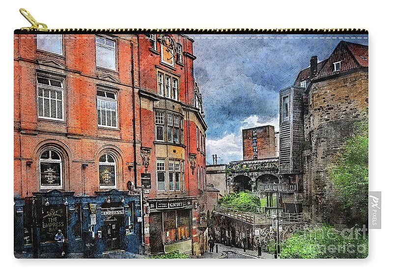 Newcastle Upon Tyne Zip Pouch featuring the digital art Newcastle upon Tyne city art #9 by Justyna Jaszke JBJart