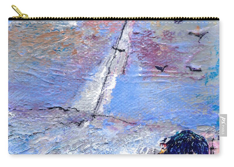 Square Zip Pouch featuring the painting A Break from the Storm No.2 by Zsanan Studio