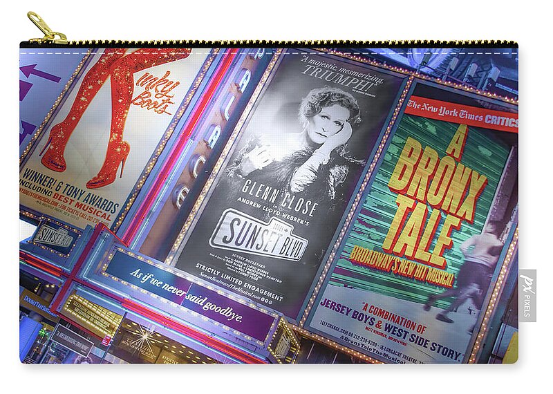 New York City Zip Pouch featuring the photograph A Broadway Sunset by Mark Andrew Thomas