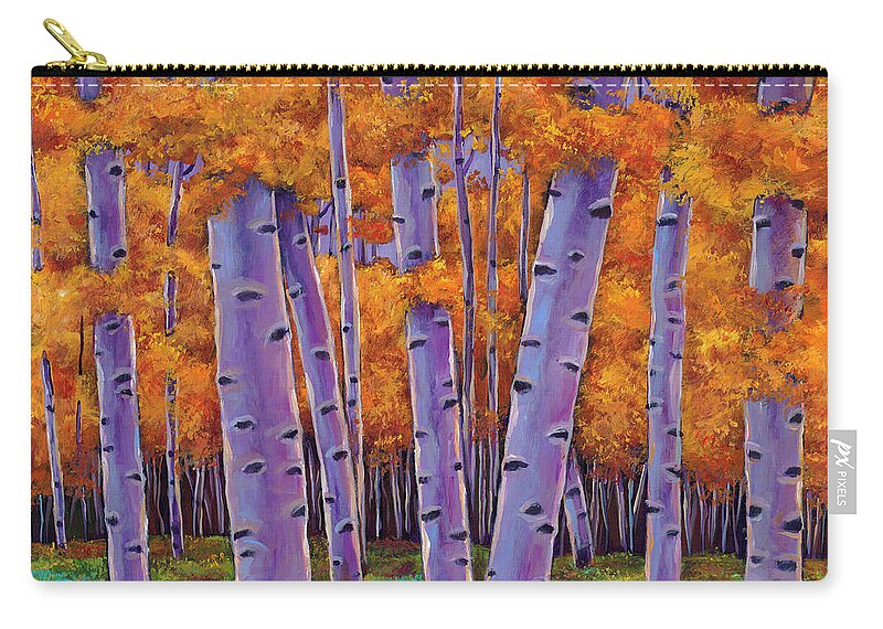 Aspen Trees Zip Pouch featuring the painting A Chance Encounter by Johnathan Harris