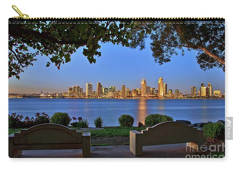 Downtown Zip Pouch featuring the photograph A Classic View of the San Diego Skyline by Sam Antonio