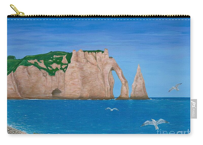 Etretat Zip Pouch featuring the painting A Day in Etretat by Aicy Karbstein