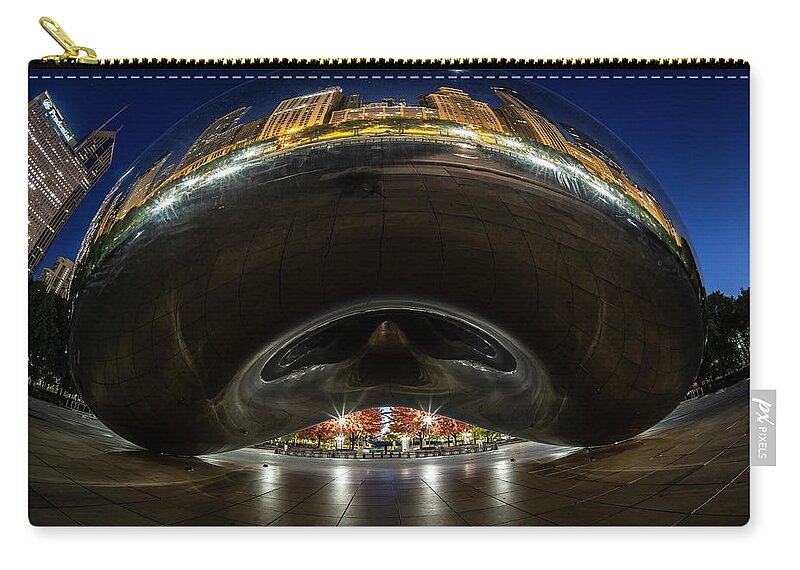 Bean Zip Pouch featuring the photograph A Fisheye perspective of Chicago's Bean by Sven Brogren