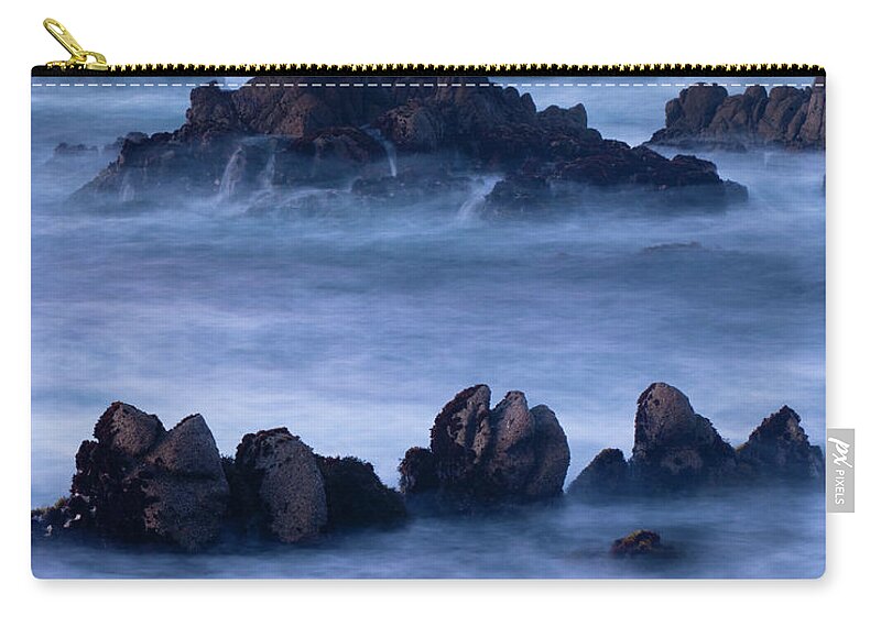 Scenics Zip Pouch featuring the photograph A Four Minute Time Exposure Of Ocean by Mint Images - Art Wolfe