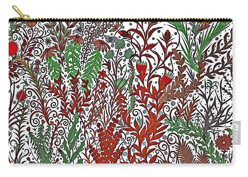 Lise Winne Zip Pouch featuring the tapestry - textile A Garden in the Midst of a Changing Season by Lise Winne