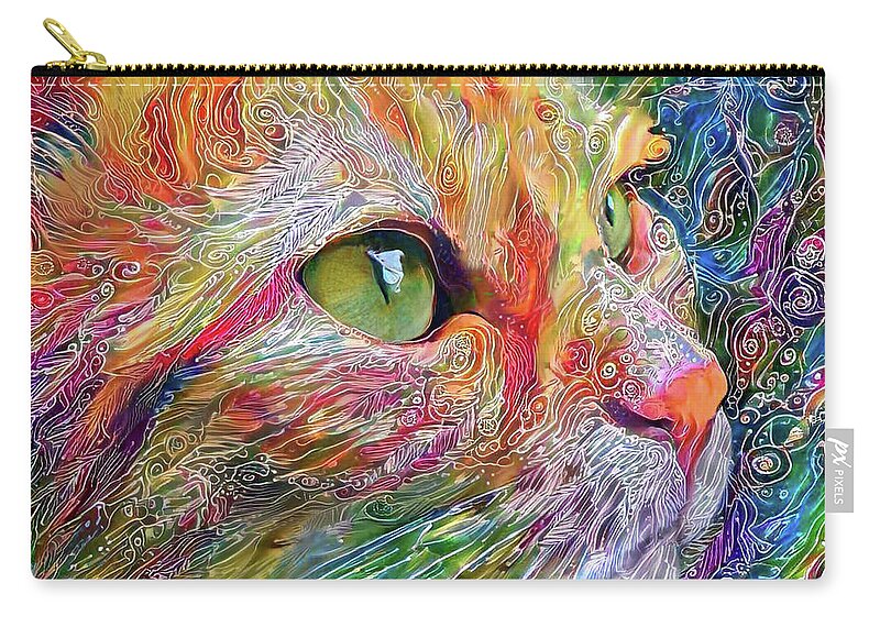 Orange Cat Zip Pouch featuring the digital art A Ginger Cat Named Jelly by Peggy Collins
