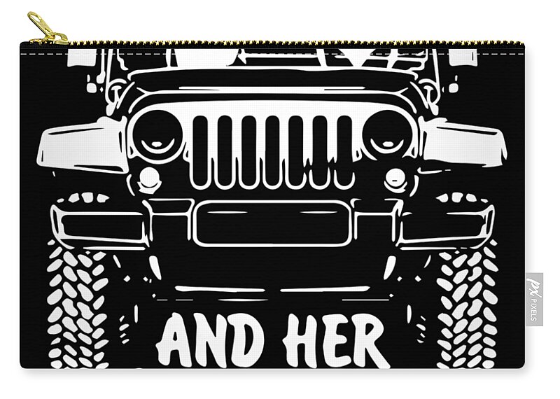 A Girl Her Husky And Her Jeep Black White Shirt Jeep Zip Pouch by Dominic  Spivakovsky - Fine Art America