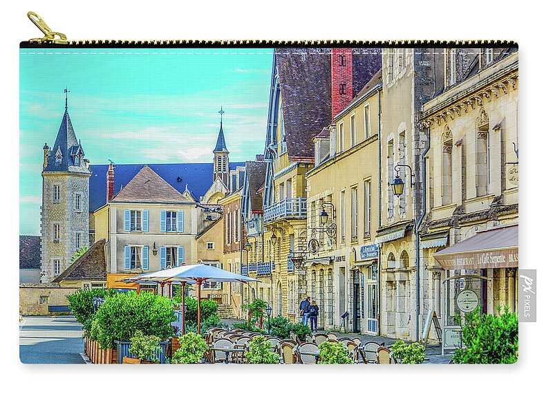 Cafes Zip Pouch featuring the photograph A Glimpse of Charming Chartres, France by Marcy Wielfaert